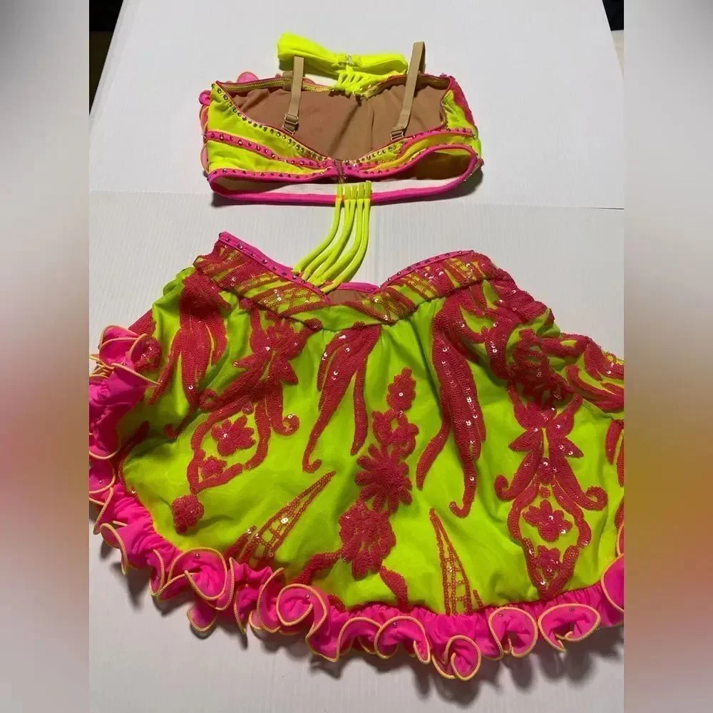 Tenth House solo custom 2 piece costume sequin stone neon Neutron TH25249 PA XSA